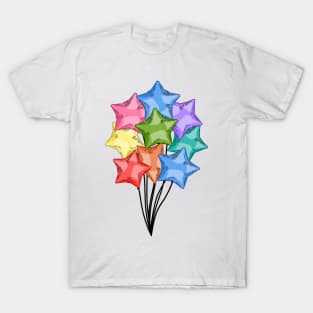 Rainbow Helium Star Balloons T-Shirt